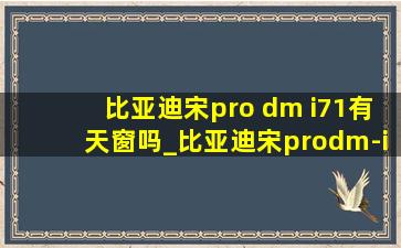 比亚迪宋pro dm i71有天窗吗_比亚迪宋prodm-i71低配